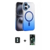 MARSİLYAN™- iPhone 16 Kılıf Ahenk Doku Özel Seri - Siyah 360 Mat Full Body Arka Koruyucu + PVD Metal Kamera Lens - YL
