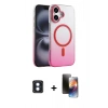 MARSİLYAN™- iPhone 16 Kılıf Ahenk Doku Özel Seri - Siyah 3D Antistatik Mat Seramik Nano Ekran Koruyucu + PVD Metal Kamera Lens - MI