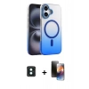 MARSİLYAN™- iPhone 16 Kılıf Ahenk Doku Özel Seri - Siyah 3D Antistatik Mat Seramik Nano Ekran Koruyucu + PVD Metal Kamera Lens - YL