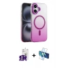 MARSİLYAN™- iPhone 16 Kılıf Ahenk Doku Özel Seri - Siyah 3D Antistatik Seramik Nano Ekran Koruyucu + Bilvis Titan Kamera Lens - PE