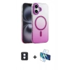 MARSİLYAN™- iPhone 16 Kılıf Ahenk Doku Özel Seri - Siyah 3D Antistatik Seramik Nano Ekran Koruyucu + PVD Metal Kamera Lens - MI