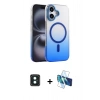 MARSİLYAN™- iPhone 16 Kılıf Ahenk Doku Özel Seri - Siyah 3D Antistatik Seramik Nano Ekran Koruyucu + PVD Metal Kamera Lens - YL