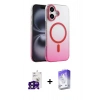 MARSİLYAN™- iPhone 16 Kılıf Ahenk Doku Özel Seri - Siyah Bilvis 5in1 3D Magic Cam Ekran Koruyucu + Bilvis Titan Kamera Lens - SH