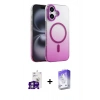 MARSİLYAN™- iPhone 16 Kılıf Ahenk Doku Özel Seri - Siyah Bilvis 5in1 3D Magic Cam Ekran Koruyucu + Bilvis Titan Kamera Lens - GS