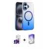 MARSİLYAN™- iPhone 16 Kılıf Ahenk Doku Özel Seri - Siyah Bilvis 5in1 3D Magic Cam Ekran Koruyucu + Bilvis Titan Kamera Lens - GS