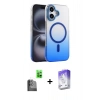 MARSİLYAN™- iPhone 16 Kılıf Ahenk Doku Özel Seri - Siyah Bilvis 5in1 3D Magic Cam Ekran Koruyucu + Raze Metal Kamera Lens - SH