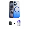 MARSİLYAN™- iPhone 16 Kılıf Ahenk Doku Özel Seri - Siyah Bilvis 5in1 3D Magic Cam Ekran Koruyucu + PVD Metal Kamera Lens - YL