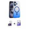 MARSİLYAN™- iPhone 16 Kılıf Ahenk Doku Özel Seri - Siyah Bilvis 5in1 5D Magic Hayalet Cam Ekran Koruyucu + Bilvis Titan Kamera Lens - YL