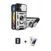 MARSİLYAN™- iPhone 16 Kılıf Ahenk Klasik - Şeffaf Pasifik Cam Ekran Koruyucu + PVD Metal Kamera Lens - MI