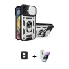 MARSİLYAN™- iPhone 16 Kılıf Ahenk Klasik - Şeffaf Pasifik Cam Ekran Koruyucu + PVD Metal Kamera Lens - PE