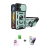 MARSİLYAN™- iPhone 16 Kılıf Ahenk Klasik - Şeffaf Pasifik Cam Ekran Koruyucu + Raze Metal Kamera Lens - PE