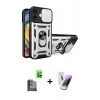 MARSİLYAN™- iPhone 16 Kılıf Ahenk Klasik - Şeffaf Pasifik Cam Ekran Koruyucu + Raze Metal Kamera Lens - SH