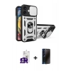 MARSİLYAN™- iPhone 16 Kılıf Ahenk Klasik - Siyah 3D Antistatik Hayalet Cam Ekran Koruyucu + Bilvis Titan Kamera Lens - GS