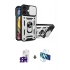 MARSİLYAN™- iPhone 16 Kılıf Ahenk Klasik - Siyah 3D Antistatik Seramik Nano Ekran Koruyucu + Bilvis Titan Kamera Lens - SH