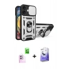 MARSİLYAN™- iPhone 16 Kılıf Ahenk Klasik - Siyah Bilvis 5in1 5D Magic Hayalet Cam Ekran Koruyucu + Raze Metal Kamera Lens - PE