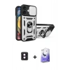 MARSİLYAN™- iPhone 16 Kılıf Ahenk Klasik - Siyah Bilvis 5in1 5D Magic Hayalet Cam Ekran Koruyucu + PVD Metal Kamera Lens - PE