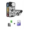 MARSİLYAN™- iPhone 16 Kılıf Ahenk Klasik - Siyah Bilvis 5in1 5D Magic Hayalet Cam Ekran Koruyucu + Raze Metal Kamera Lens - SH