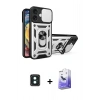 MARSİLYAN™- iPhone 16 Kılıf Ahenk Klasik - Siyah Bilvis 5in1 5D Magic Hayalet Cam Ekran Koruyucu + PVD Metal Kamera Lens - YL