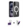 MARSİLYAN™- iPhone 16 Kılıf Ahenk Minimal Serisi - Şeffaf Pasifik Cam Ekran Koruyucu + Bilvis Titan Kamera Lens - SH