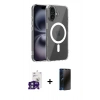 MARSİLYAN™- iPhone 16 Kılıf Ahenk Minimal Serisi - Siyah 3D Antistatik Hayalet Cam Ekran Koruyucu + Bilvis Titan Kamera Lens - YL