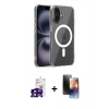 MARSİLYAN™- iPhone 16 Kılıf Ahenk Minimal Serisi - Siyah 3D Antistatik Mat Seramik Nano Ekran Koruyucu + Bilvis Titan Kamera Lens - SH