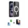 MARSİLYAN™- iPhone 16 Kılıf Ahenk Minimal Serisi - Siyah 3D Antistatik Mat Seramik Nano Ekran Koruyucu + Raze Metal Kamera Lens - LT