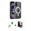 MARSİLYAN™- iPhone 16 Kılıf Ahenk Minimal Serisi - Siyah 3D Antistatik Mat Seramik Nano Ekran Koruyucu + Raze Metal Kamera Lens - BZ