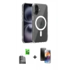 MARSİLYAN™- iPhone 16 Kılıf Ahenk Minimal Serisi - Siyah 3D Antistatik Mat Seramik Nano Ekran Koruyucu + Raze Metal Kamera Lens - SH