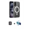 MARSİLYAN™- iPhone 16 Kılıf Ahenk Minimal Serisi - Siyah 3D Antistatik Seramik Nano Ekran Koruyucu + PVD Metal Kamera Lens - PE