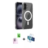 MARSİLYAN™- iPhone 16 Kılıf Ahenk Minimal Serisi - Siyah 3D Antistatik Seramik Nano Ekran Koruyucu + Raze Metal Kamera Lens - PE