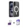MARSİLYAN™- iPhone 16 Kılıf Ahenk Minimal Serisi - Siyah Bilvis 5in1 3D Magic Cam Ekran Koruyucu + Bilvis Titan Kamera Lens - GS