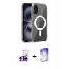 MARSİLYAN™- iPhone 16 Kılıf Ahenk Minimal Serisi - Siyah Bilvis 5in1 3D Magic Cam Ekran Koruyucu + Bilvis Titan Kamera Lens - PE