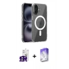 MARSİLYAN™- iPhone 16 Kılıf Ahenk Minimal Serisi - Siyah Bilvis 5in1 3D Magic Cam Ekran Koruyucu + Bilvis Titan Kamera Lens - SH