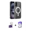 MARSİLYAN™- iPhone 16 Kılıf Ahenk Minimal Serisi - Siyah Bilvis 5in1 3D Magic Cam Ekran Koruyucu + Bilvis Titan Kamera Lens - YL