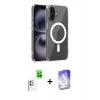MARSİLYAN™- iPhone 16 Kılıf Ahenk Minimal Serisi - Siyah Bilvis 5in1 3D Magic Cam Ekran Koruyucu + Raze Metal Kamera Lens - BZ