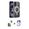 MARSİLYAN™- iPhone 16 Kılıf Ahenk Minimal Serisi - Siyah Bilvis 5in1 3D Magic Cam Ekran Koruyucu + Raze Metal Kamera Lens - SH