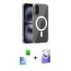 MARSİLYAN™- iPhone 16 Kılıf Ahenk Minimal Serisi - Siyah Bilvis 5in1 5D Magic Hayalet Cam Ekran Koruyucu + Raze Metal Kamera Lens - LT