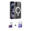 MARSİLYAN™- iPhone 16 Kılıf Ahenk Minimal Serisi - Siyah Bilvis 5in1 5D Magic Hayalet Cam Ekran Koruyucu + Bilvis Titan Kamera Lens - PE