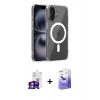 MARSİLYAN™- iPhone 16 Kılıf Ahenk Minimal Serisi - Siyah Bilvis 5in1 5D Magic Hayalet Cam Ekran Koruyucu + Bilvis Titan Kamera Lens - GS