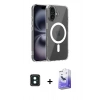 MARSİLYAN™- iPhone 16 Kılıf Ahenk Minimal Serisi - Siyah Bilvis 5in1 5D Magic Hayalet Cam Ekran Koruyucu + PVD Metal Kamera Lens - YL