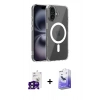 MARSİLYAN™- iPhone 16 Kılıf Ahenk Minimal Serisi - Siyah Bilvis 5in1 5D Magic Hayalet Cam Ekran Koruyucu + Bilvis Titan Kamera Lens - SH