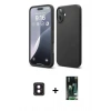 MARSİLYAN™- iPhone 16 Kılıf Ahenk Serisi - Siyah 360 Mat Full Body Arka Koruyucu + PVD Metal Kamera Lens - PE