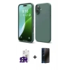 MARSİLYAN™- iPhone 16 Kılıf Ahenk Serisi - Siyah 3D Antistatik Hayalet Cam Ekran Koruyucu + Bilvis Titan Kamera Lens - SH