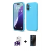 MARSİLYAN™- iPhone 16 Kılıf Ahenk Serisi - Siyah 3D Antistatik Hayalet Cam Ekran Koruyucu + Bilvis Titan Kamera Lens - YL