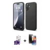 MARSİLYAN™- iPhone 16 Kılıf Ahenk Serisi - Siyah 3D Antistatik Mat Seramik Nano Ekran Koruyucu + Bilvis Titan Kamera Lens - PE
