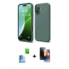 MARSİLYAN™- iPhone 16 Kılıf Ahenk Serisi - Siyah 3D Antistatik Mat Seramik Nano Ekran Koruyucu + Raze Metal Kamera Lens - LT