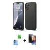 MARSİLYAN™- iPhone 16 Kılıf Ahenk Serisi - Siyah 3D Antistatik Mat Seramik Nano Ekran Koruyucu + Raze Metal Kamera Lens - LT
