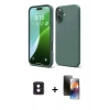 MARSİLYAN™- iPhone 16 Kılıf Ahenk Serisi - Siyah 3D Antistatik Mat Seramik Nano Ekran Koruyucu + PVD Metal Kamera Lens - PE