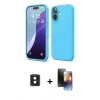MARSİLYAN™- iPhone 16 Kılıf Ahenk Serisi - Siyah 3D Antistatik Mat Seramik Nano Ekran Koruyucu + PVD Metal Kamera Lens - PE