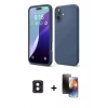 MARSİLYAN™- iPhone 16 Kılıf Ahenk Serisi - Siyah 3D Antistatik Mat Seramik Nano Ekran Koruyucu + PVD Metal Kamera Lens - PE